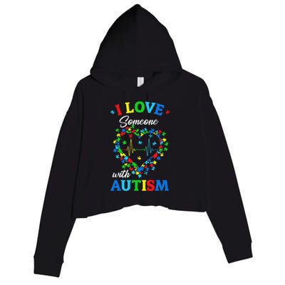 I Love Someone with Autism Awareness Crop Fleece Hoodie