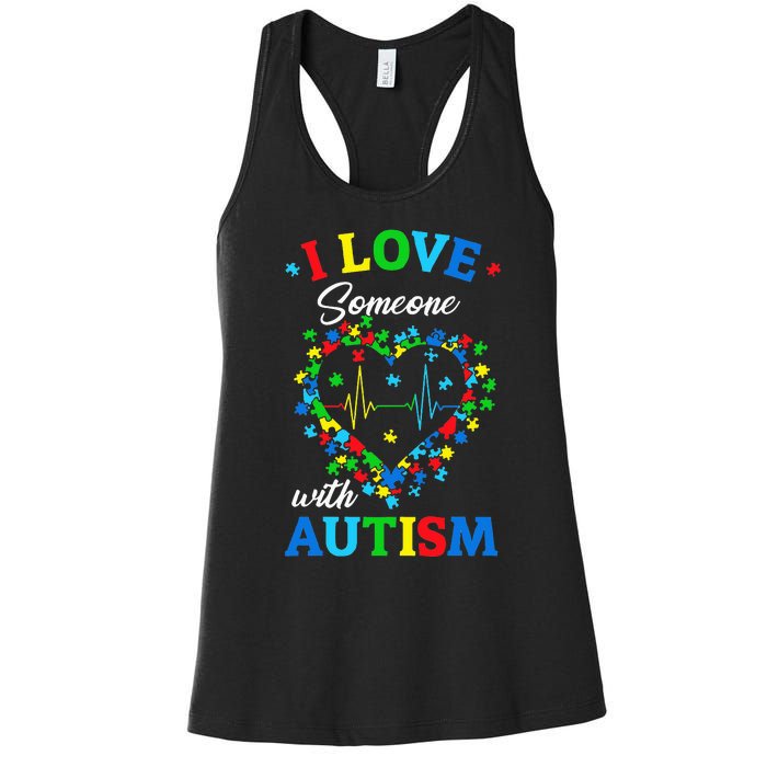 I Love Someone with Autism Awareness Women's Racerback Tank