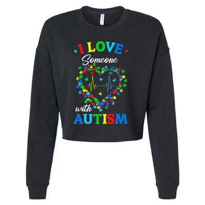 I Love Someone with Autism Awareness Cropped Pullover Crew