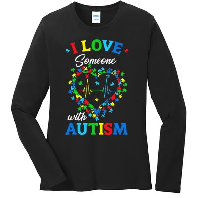 I Love Someone with Autism Awareness Ladies Long Sleeve Shirt