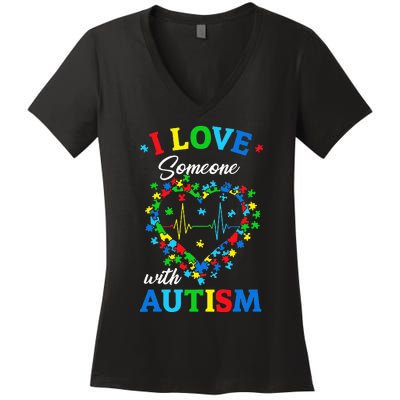 I Love Someone with Autism Awareness Women's V-Neck T-Shirt