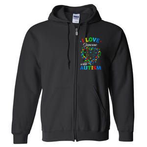 I Love Someone with Autism Awareness Full Zip Hoodie