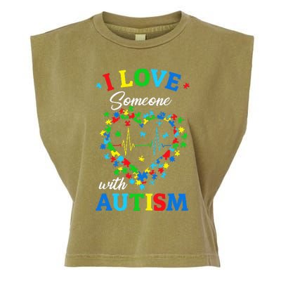 I Love Someone with Autism Awareness Garment-Dyed Women's Muscle Tee