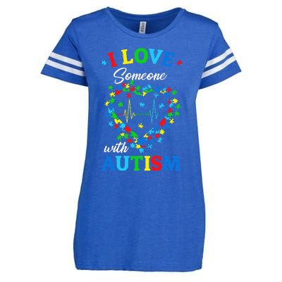 I Love Someone with Autism Awareness Enza Ladies Jersey Football T-Shirt