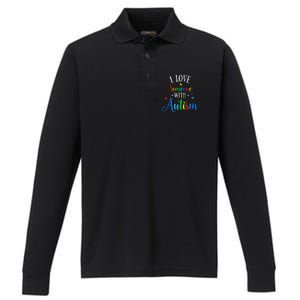 I Love Someone With Autism Awareness Performance Long Sleeve Polo