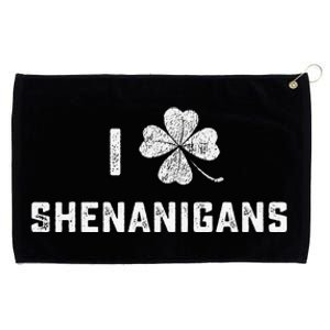 I Love Shenanigans St Patricks Day Shamrock Grommeted Golf Towel