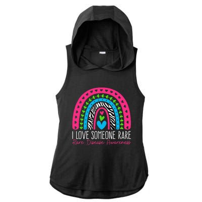 I Love Someone Rare Zebra Rainbow Rare Disease Awareness Ladies PosiCharge Tri-Blend Wicking Draft Hoodie Tank