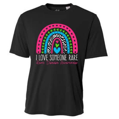 I Love Someone Rare Zebra Rainbow Rare Disease Awareness Cooling Performance Crew T-Shirt