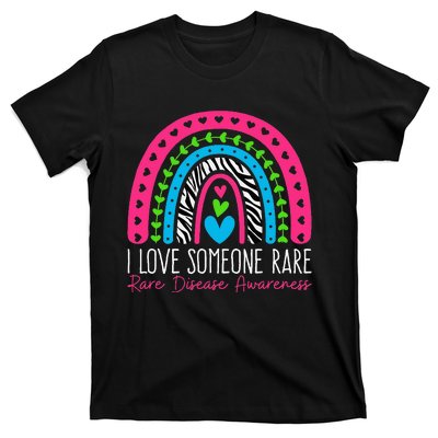 I Love Someone Rare Zebra Rainbow Rare Disease Awareness T-Shirt