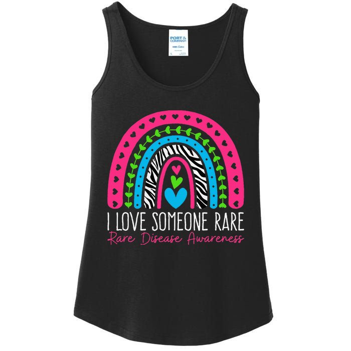 I Love Someone Rare Zebra Rainbow Rare Disease Awareness Ladies Essential Tank