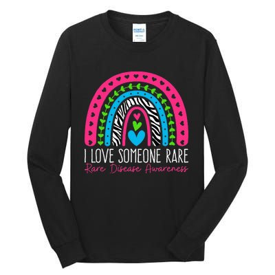 I Love Someone Rare Zebra Rainbow Rare Disease Awareness Tall Long Sleeve T-Shirt