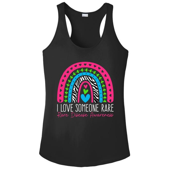 I Love Someone Rare Zebra Rainbow Rare Disease Awareness Ladies PosiCharge Competitor Racerback Tank