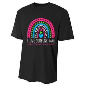 I Love Someone Rare Zebra Rainbow Rare Disease Awareness Performance Sprint T-Shirt