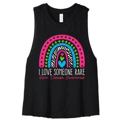 I Love Someone Rare Zebra Rainbow Rare Disease Awareness Women's Racerback Cropped Tank