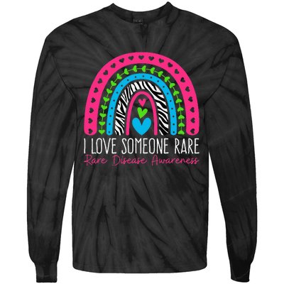 I Love Someone Rare Zebra Rainbow Rare Disease Awareness Tie-Dye Long Sleeve Shirt