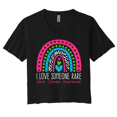 I Love Someone Rare Zebra Rainbow Rare Disease Awareness Women's Crop Top Tee