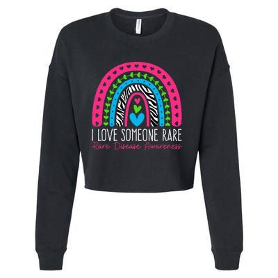 I Love Someone Rare Zebra Rainbow Rare Disease Awareness Cropped Pullover Crew