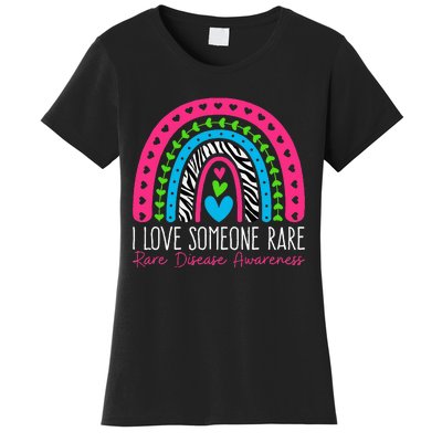 I Love Someone Rare Zebra Rainbow Rare Disease Awareness Women's T-Shirt