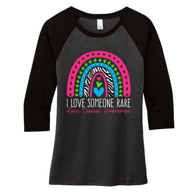 I Love Someone Rare Zebra Rainbow Rare Disease Awareness Women's Tri-Blend 3/4-Sleeve Raglan Shirt