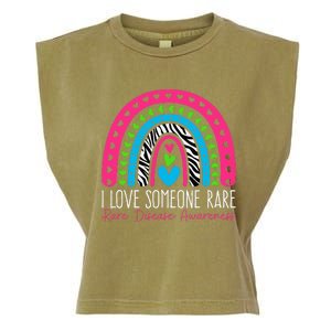 I Love Someone Rare Zebra Rainbow Rare Disease Awareness Garment-Dyed Women's Muscle Tee