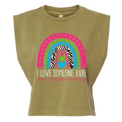 I Love Someone Rare Zebra Rainbow Rare Disease Awareness Garment-Dyed Women's Muscle Tee