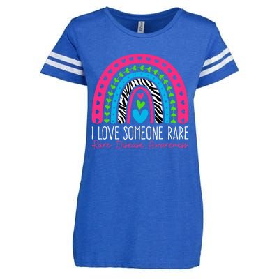 I Love Someone Rare Zebra Rainbow Rare Disease Awareness Enza Ladies Jersey Football T-Shirt