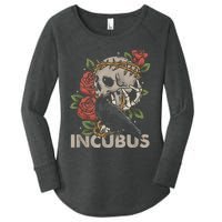 IncubusCrow Left Skull Morning And Flower Halloween Graphic Women's Perfect Tri Tunic Long Sleeve Shirt