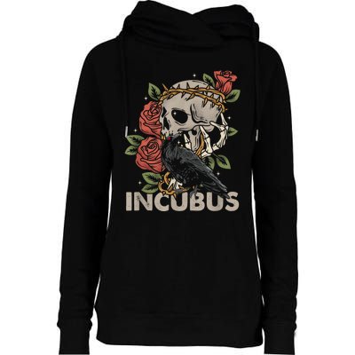 IncubusCrow Left Skull Morning And Flower Halloween Graphic Womens Funnel Neck Pullover Hood