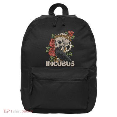 IncubusCrow Left Skull Morning And Flower Halloween Graphic 16 in Basic Backpack