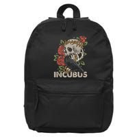 IncubusCrow Left Skull Morning And Flower Halloween Graphic 16 in Basic Backpack