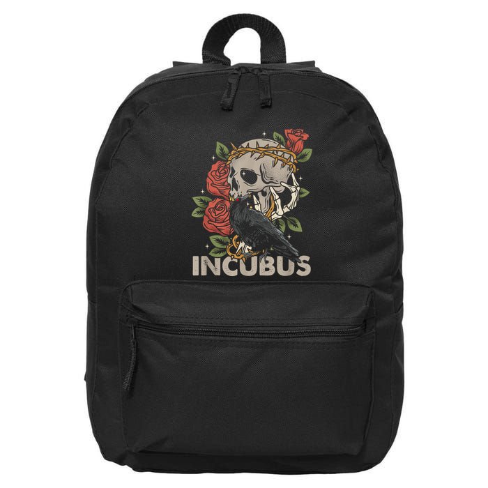 IncubusCrow Left Skull Morning And Flower Halloween Graphic 16 in Basic Backpack