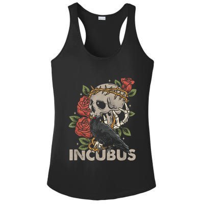 IncubusCrow Left Skull Morning And Flower Halloween Graphic Ladies PosiCharge Competitor Racerback Tank