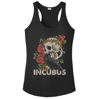 IncubusCrow Left Skull Morning And Flower Halloween Graphic Ladies PosiCharge Competitor Racerback Tank