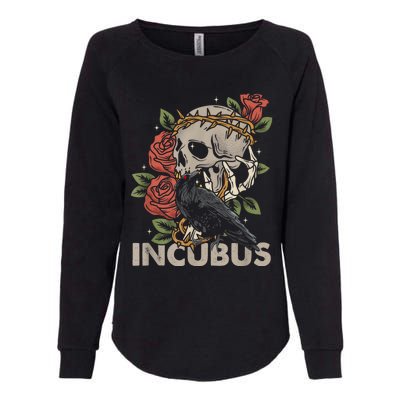 IncubusCrow Left Skull Morning And Flower Halloween Graphic Womens California Wash Sweatshirt