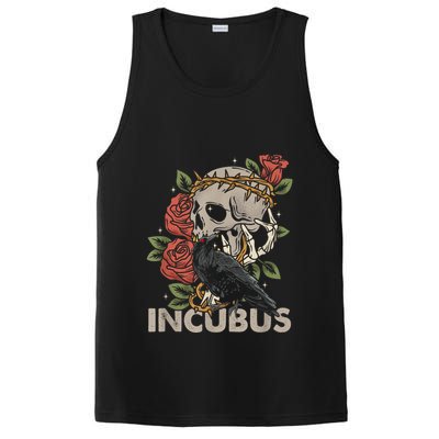 IncubusCrow Left Skull Morning And Flower Halloween Graphic PosiCharge Competitor Tank