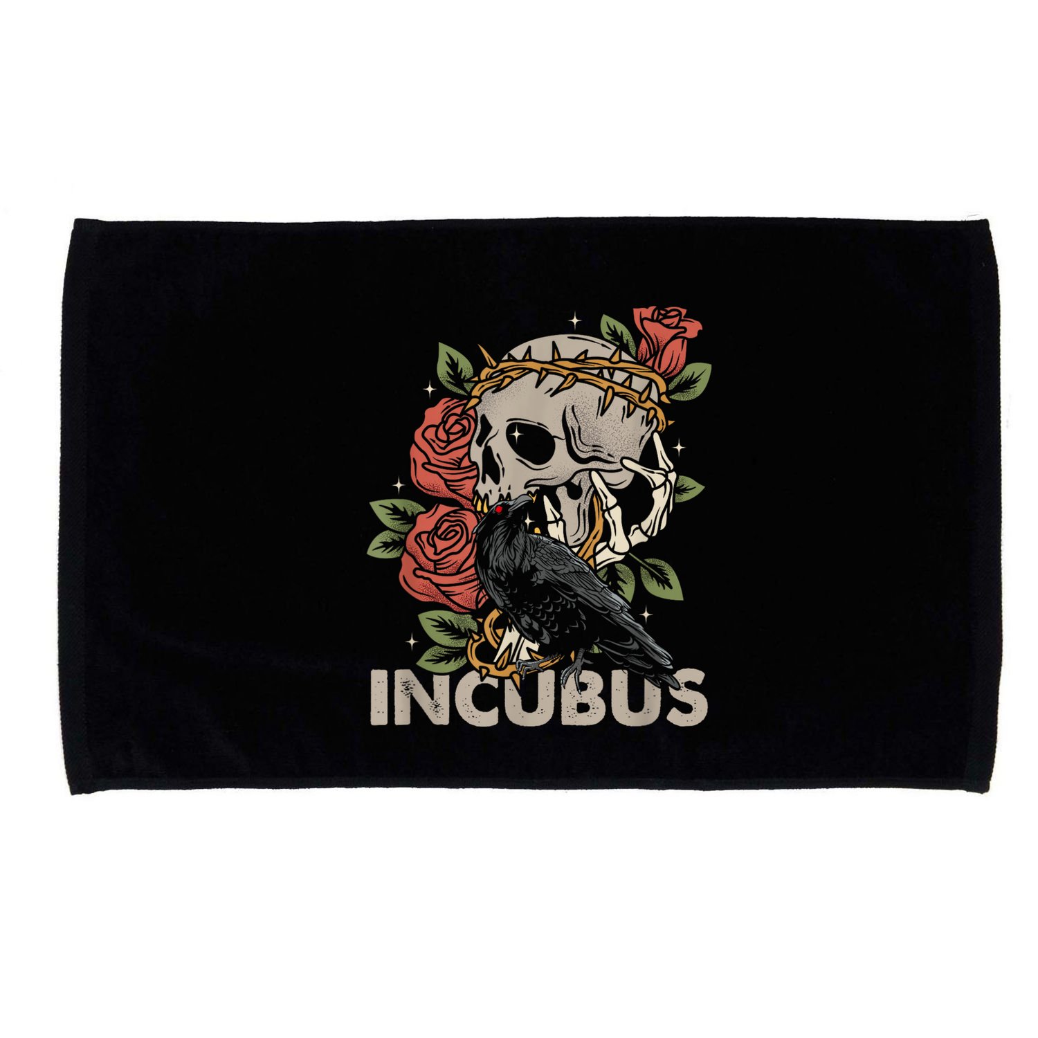 IncubusCrow Left Skull Morning And Flower Halloween Graphic Microfiber Hand Towel