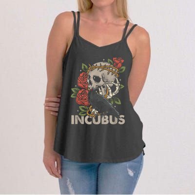 IncubusCrow Left Skull Morning And Flower Halloween Graphic Women's Strappy Tank