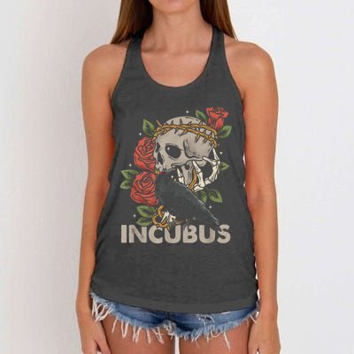 IncubusCrow Left Skull Morning And Flower Halloween Graphic Women's Knotted Racerback Tank