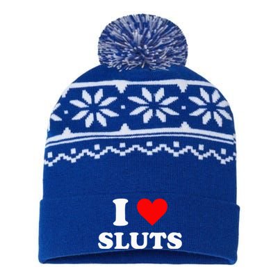 I Love Sluts I Heart Sluts Y.2.k 2000s USA-Made Snowflake Beanie