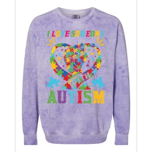 I Love Someone With Autism Awareness Gift Colorblast Crewneck Sweatshirt