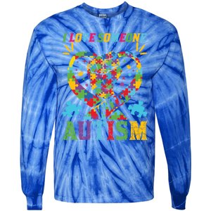 I Love Someone With Autism Awareness Gift Tie-Dye Long Sleeve Shirt