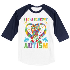 I Love Someone With Autism Awareness Gift Baseball Sleeve Shirt