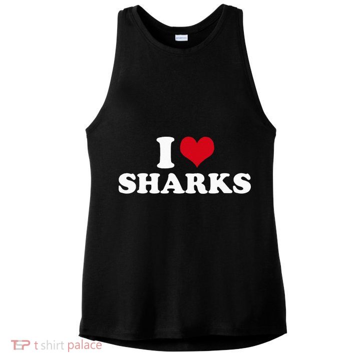 I Love Sharks Ladies PosiCharge Tri-Blend Wicking Tank
