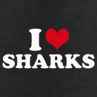I Love Sharks 7 Panel Mesh Trucker Snapback Hat