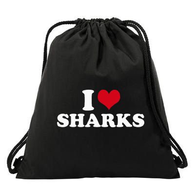I Love Sharks Drawstring Bag