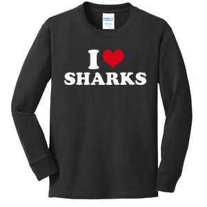 I Love Sharks Kids Long Sleeve Shirt