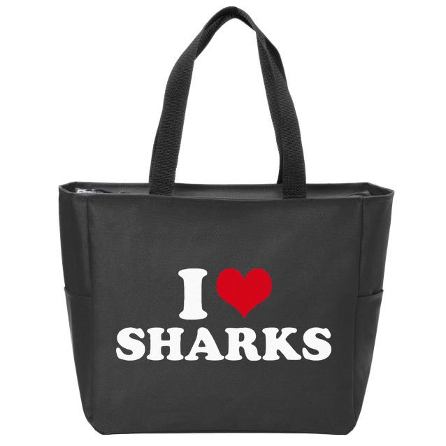 I Love Sharks Zip Tote Bag