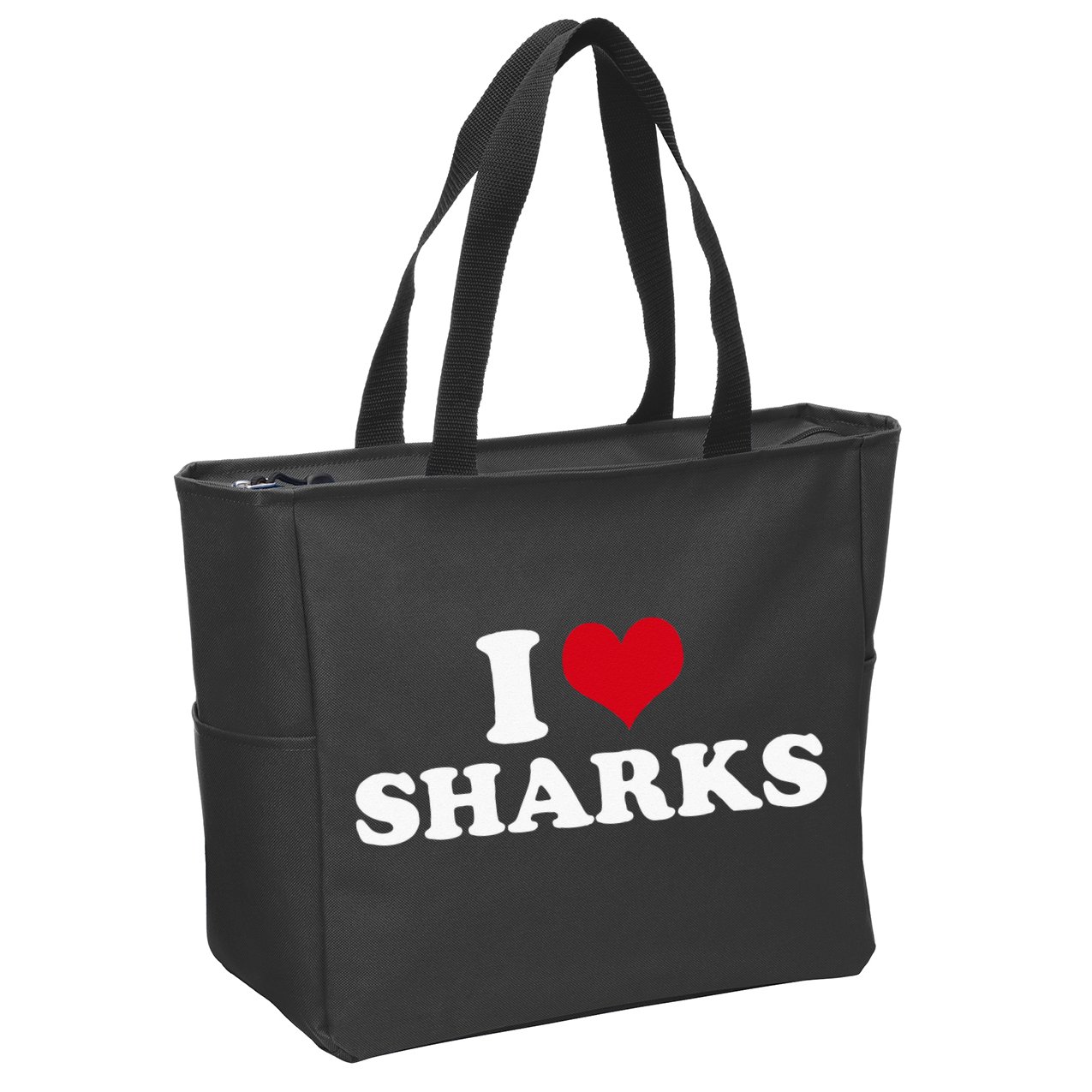 I Love Sharks Zip Tote Bag