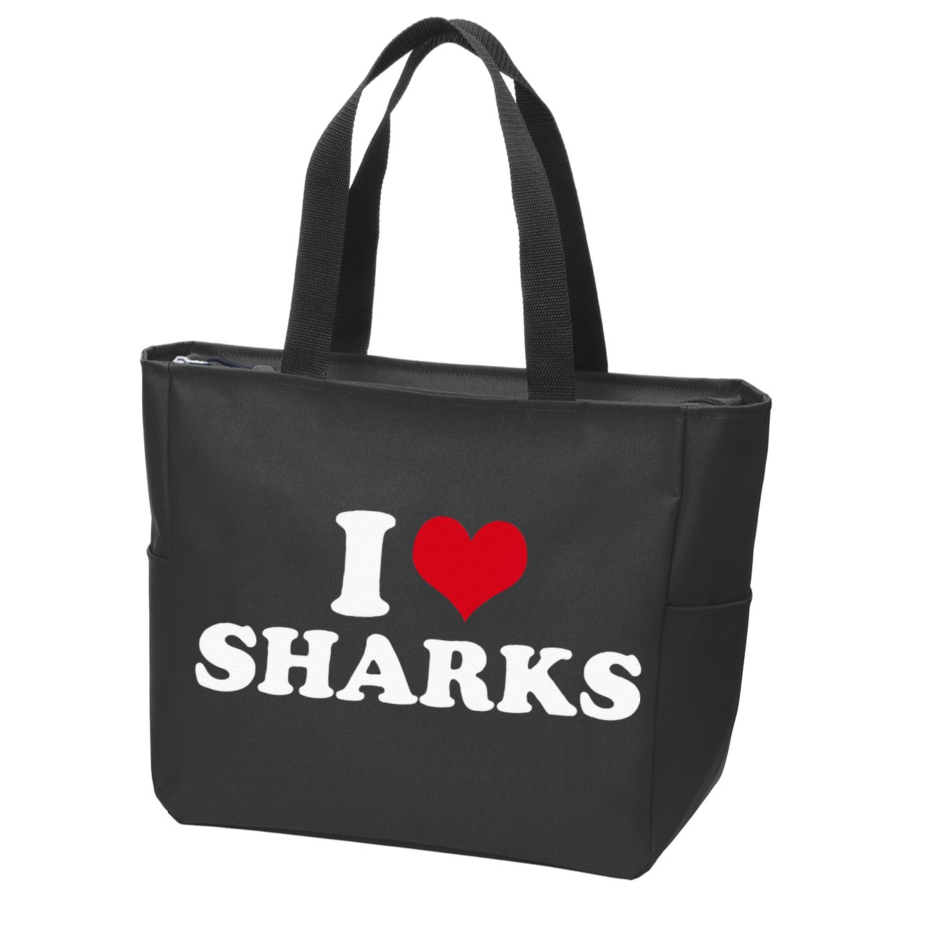 I Love Sharks Zip Tote Bag