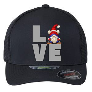 I Love Ski Dad Gnome Graphic Funny Winter Lover Gift Flexfit Unipanel Trucker Cap